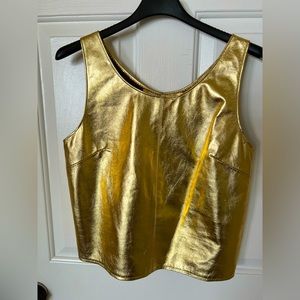 Julian K genuine leather top in gold. Size M. Unisex.